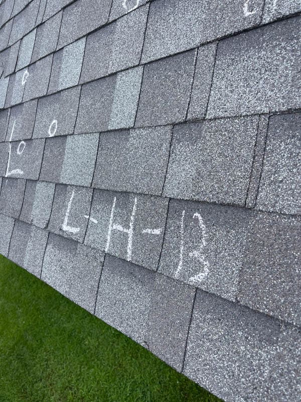 hail damage on roof shingles